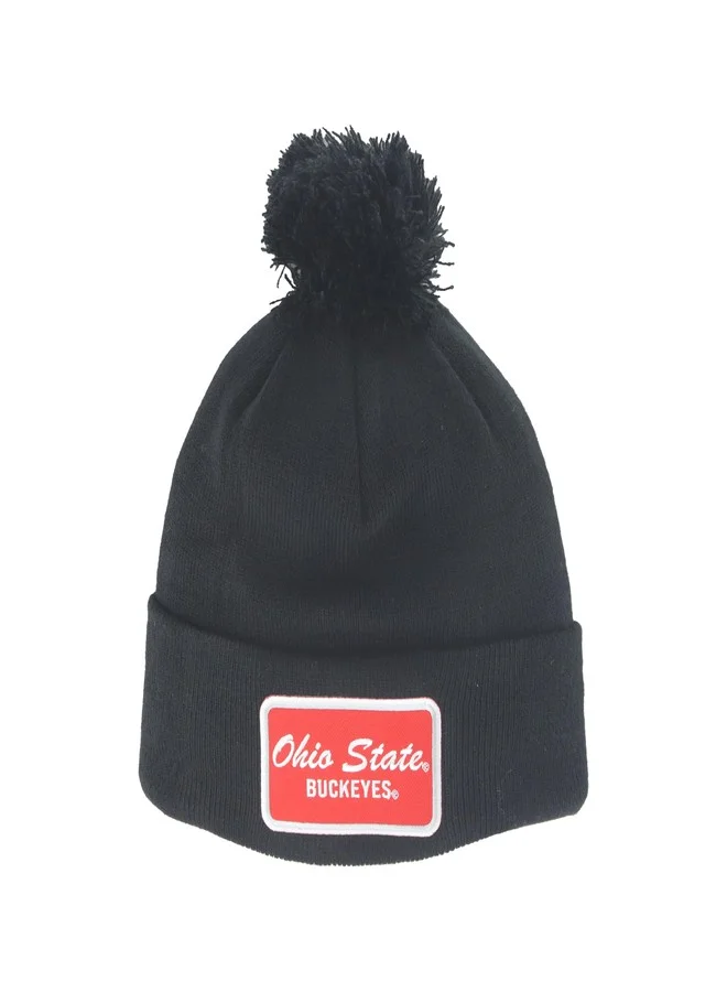 ZHATS NCAA Collegiate Pom Beanie Hat Embroidered Patch Winter Cap (Black, One Size) yxu4y