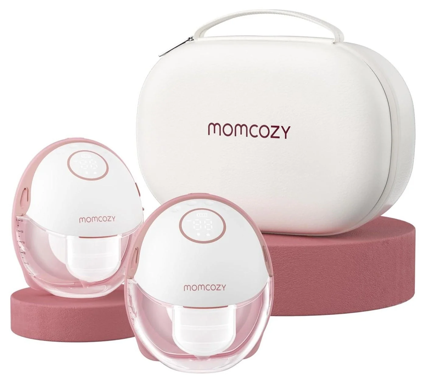 Momcozy M6 Wearable Hands-Free Breast Pump Double Electric System with 3 Modes and 9 Levels (Red, Pack of 2) e4g8g