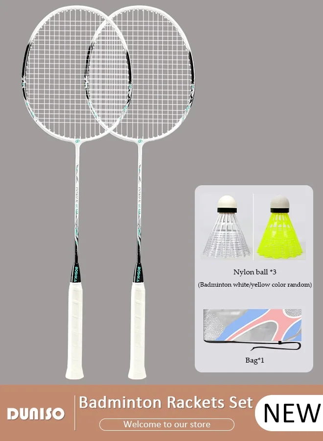 DUNISO Badminton Rackets Set (2-Pack) with Shuttlecocks and Carrying Bag, Durable Ferroalloy Frame for Recreational Play tqy3r
