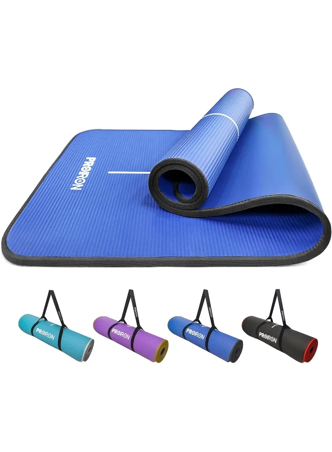 PROIRON Non-Slip Exercise Yoga Mat High Density Eco-Friendly Pilates Mat with Carrying Strap (Blue & Dark Gray, 183 cm) j28vj