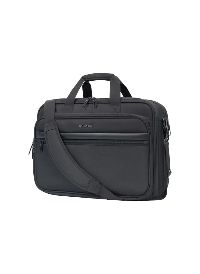CABINPRO Laptop Briefcase Water Resistant Expandable Business Shoulder Bag (Black, 40x30x10 cm) 9x3jy
