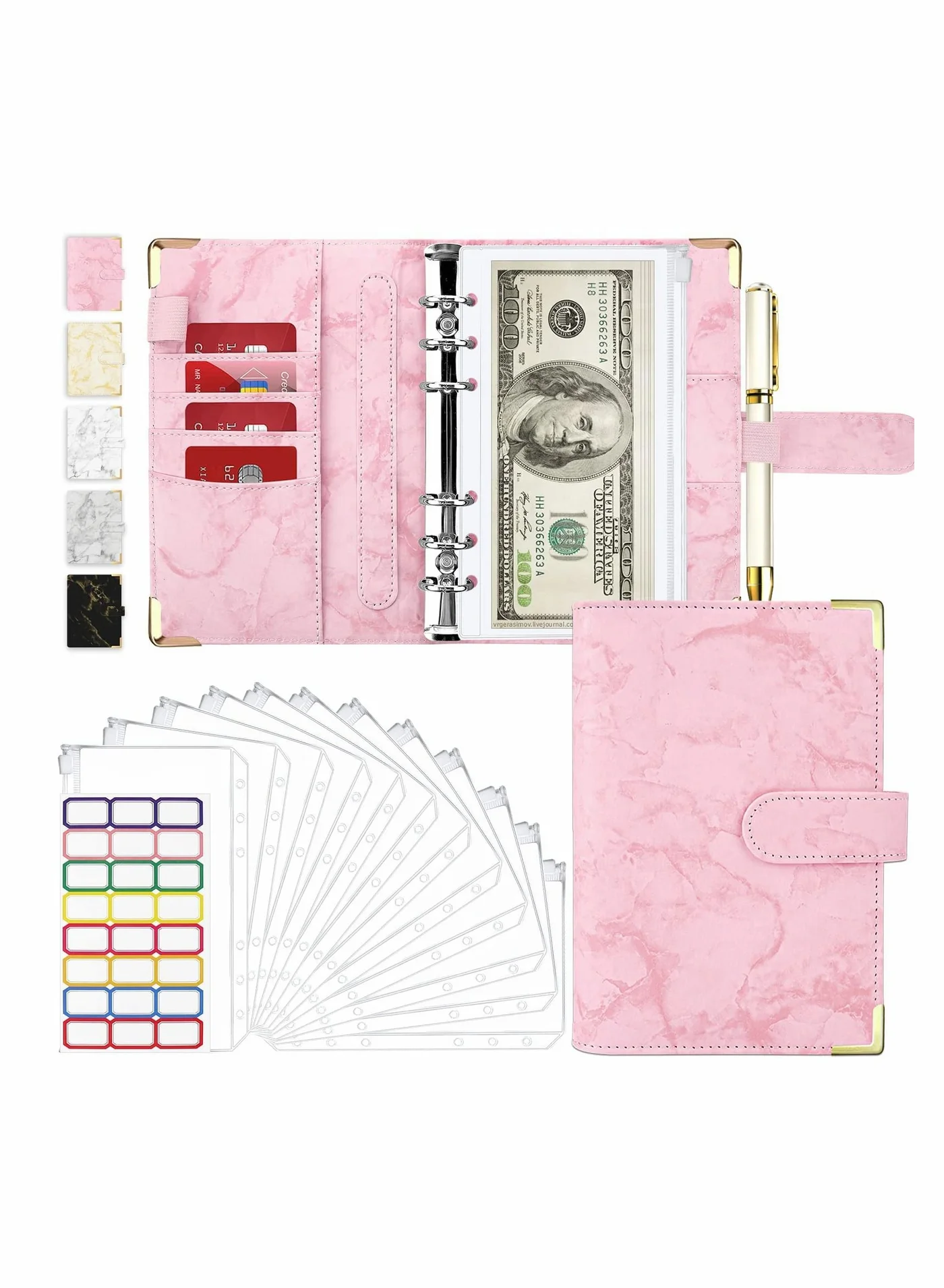 Excefore Budget Binder with Zipper Envelopes Premium Cash Organizer for Financial Planning (1 Set) 7gg4q