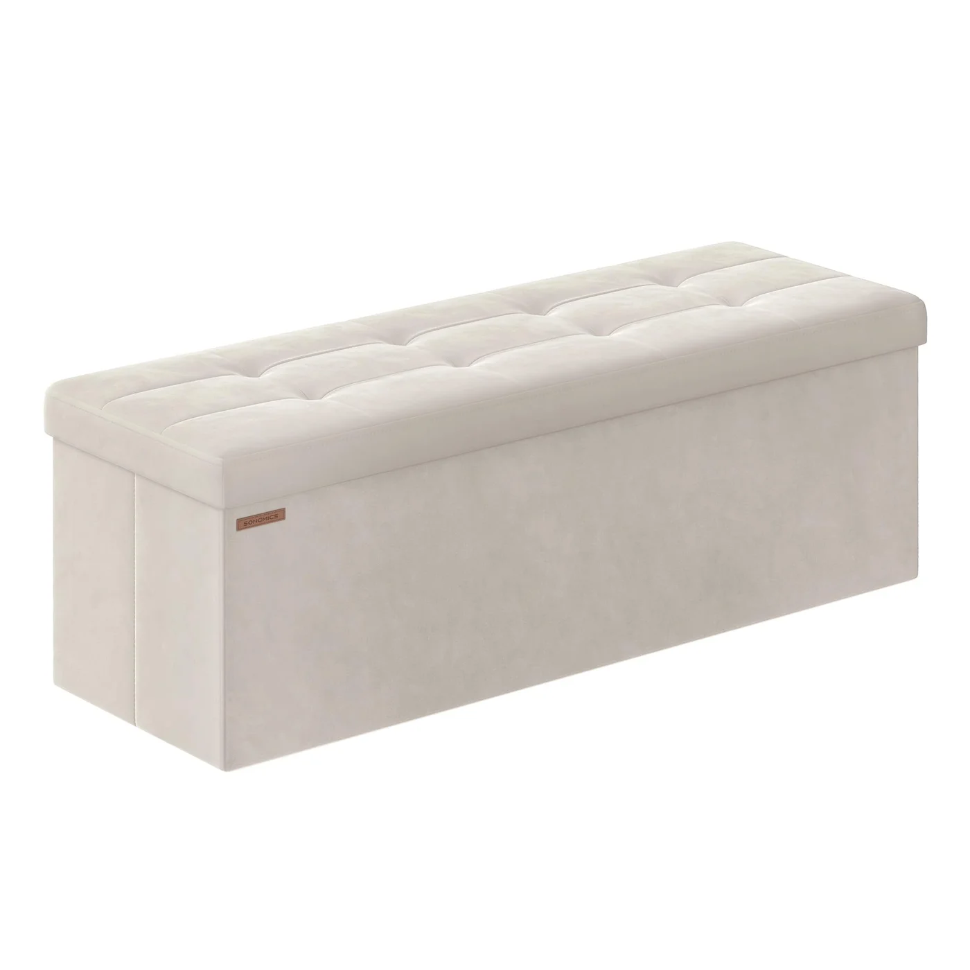 Premium Foldable Storage Ottoman Bench, Padded Foot Rest for Living Room and Bedroom (Cream White, 110 x 38 x 38 cm) i62au