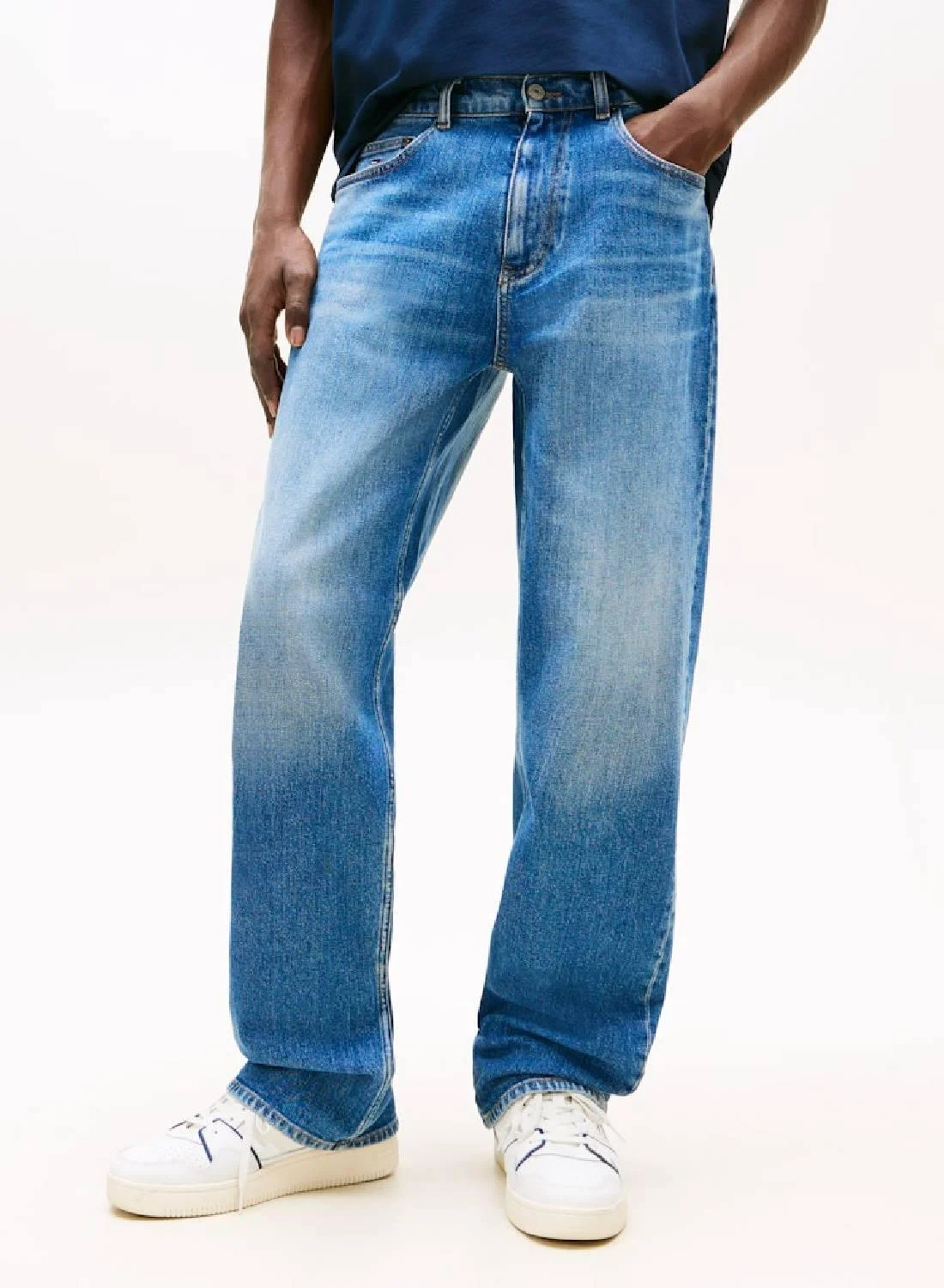 Relaxed Straight Leg Denim Jeans for Women Premium Cotton Blend (Blue, 30 Inch Waist) cn8gr