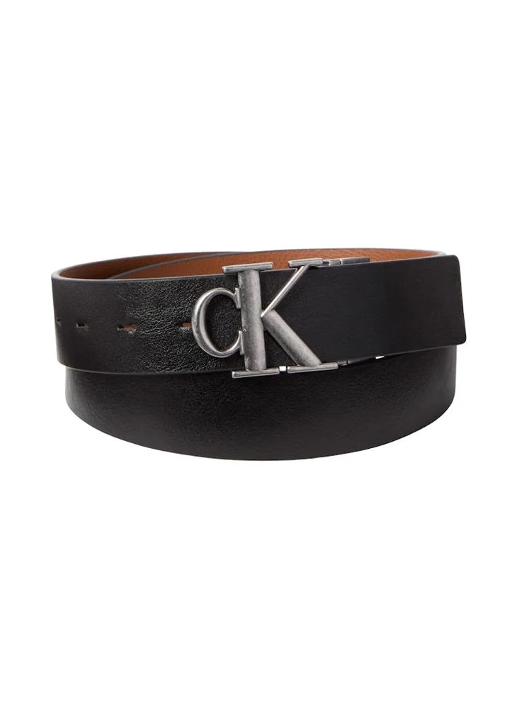 Premium Leather Adjustable Reversible Belt with Monogram Buckle for Men (Black and Brown, 120 cm) xaqrn