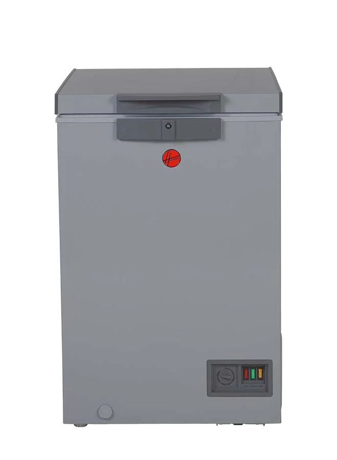 HOOVER Single Door Chest Freezer, Low Frost Cooling System, Adjustable Temperature, Premium Stainless Steel Finish (Grey, 133 L) lzzbr