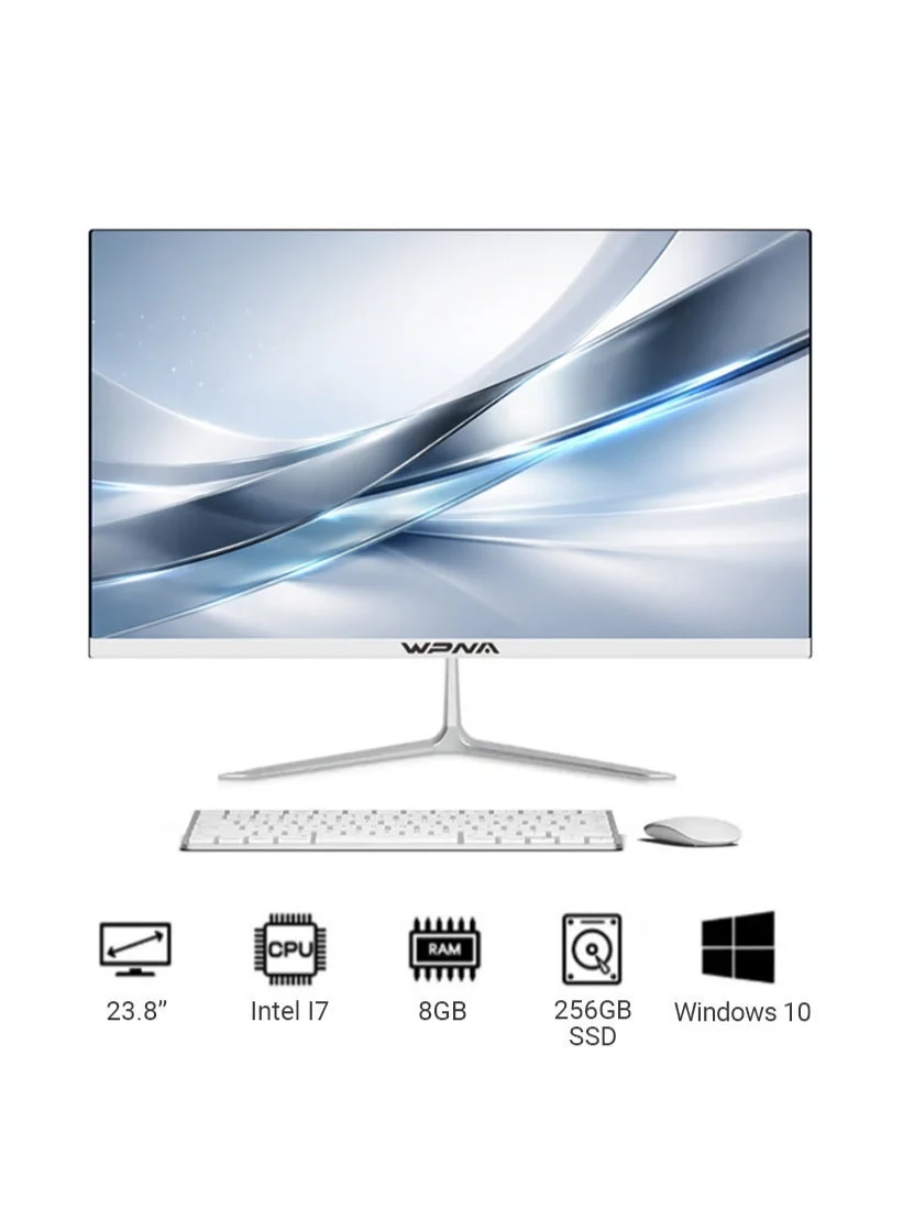 WPNA All-In-One Desktop Computer 24-inch Display (8GB RAM, 256GB SSD, Intel Core i7, Windows 10, White) 6cftk