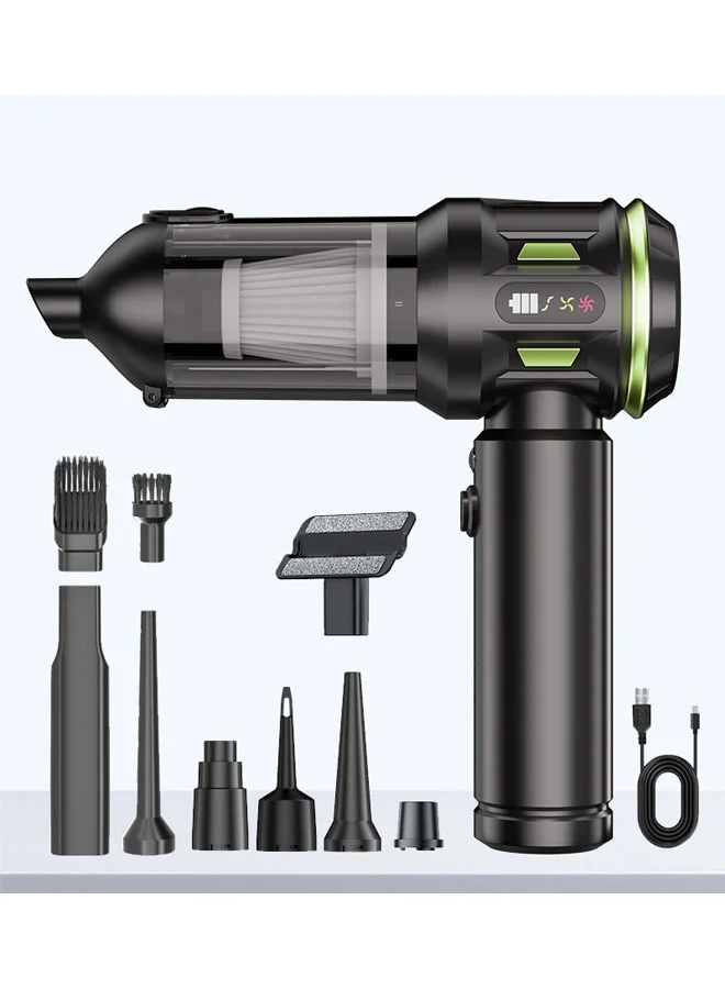 Bukela 2-in-1 Handheld Vacuum Cleaner and Compressed Air Duster, 16,000PA High-Power Electric Dust Blower for Car and Electronics (Black, 1 Unit) e4uri