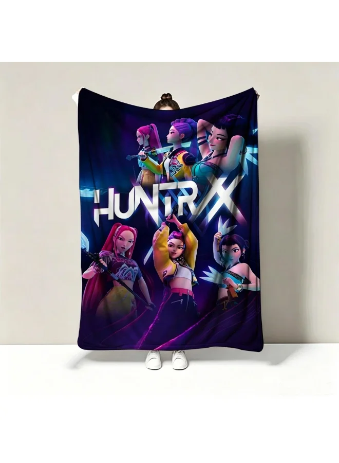 KPop Demon Hunters Flannel Blanket 3D Printed Ultra-Soft Microfiber Plush Throw for Couch and Bed (100x150cm) 5zqt9