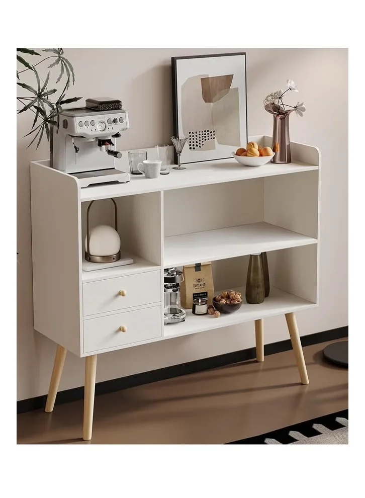 NKX Modern Sideboard Buffet Storage Cabinet with Drawer, Premium White Accent Console Table for Home (100x35cm) vibox