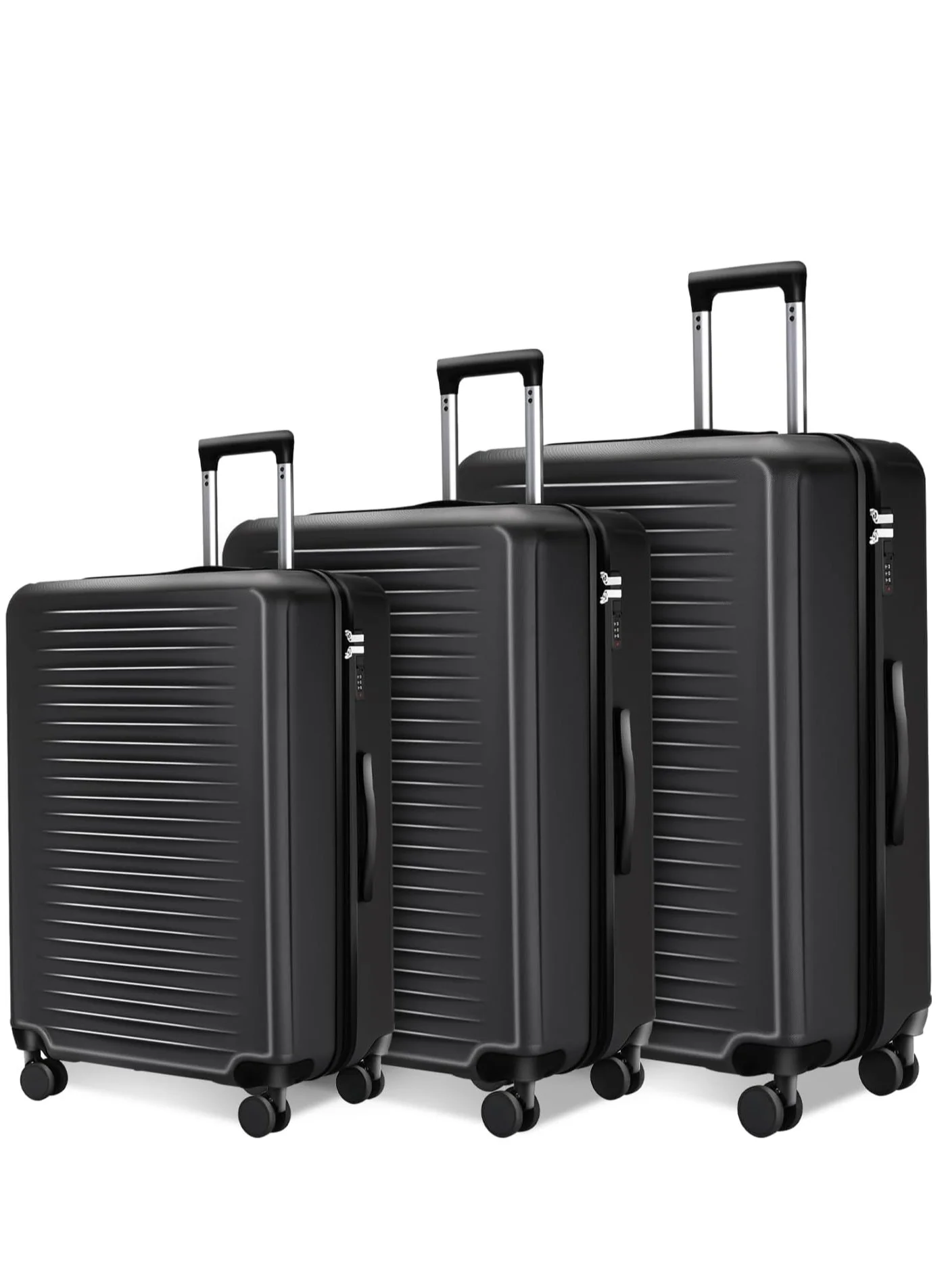 Wemart 3-Piece Luggage Set Premium Expandable Hard Shell Suitcase with Spinner Wheels (Black, 20-inch 24-inch 28-inch) iz3y2