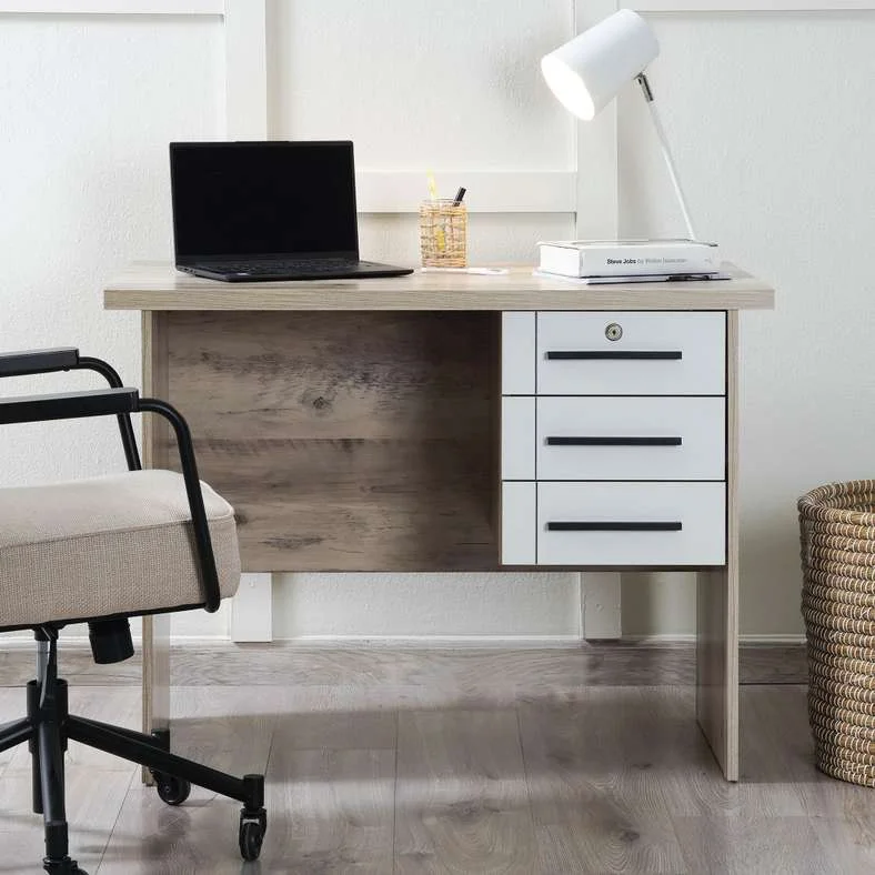 Pan Home Omaha Office Desk Modern Minimalist Workstation for Home and Office (White Natural, 120 cm x 60 cm) brrz8