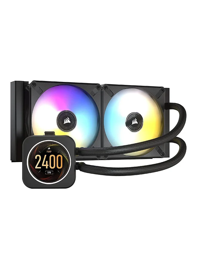 Premium Liquid CPU Cooler with IPS LCD Display and 240mm Radiator (Black, 240mm) enlvf