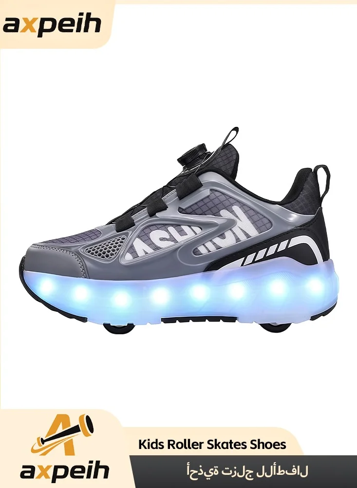 Axpeih Roller Skates for Kids 4-Wheel Flashing LED Sneakers (Unisex, Beginner-Friendly, 1 Pair) icb6q