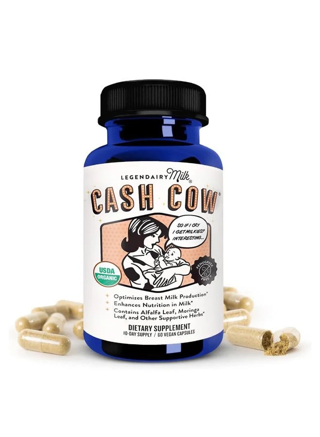 LEGENDAIRY Milk Cash Cow Lactation Support Supplement with Moringa Alfalfa and Goat's Rue (60 Capsules) vpk14