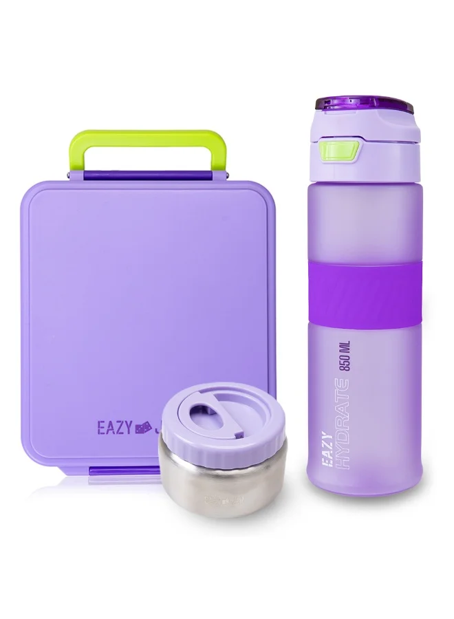 Eazy Kids Jumbo Bento Lunch Box with Tritan Water Bottle (Purple, 850 mL) tqf9l