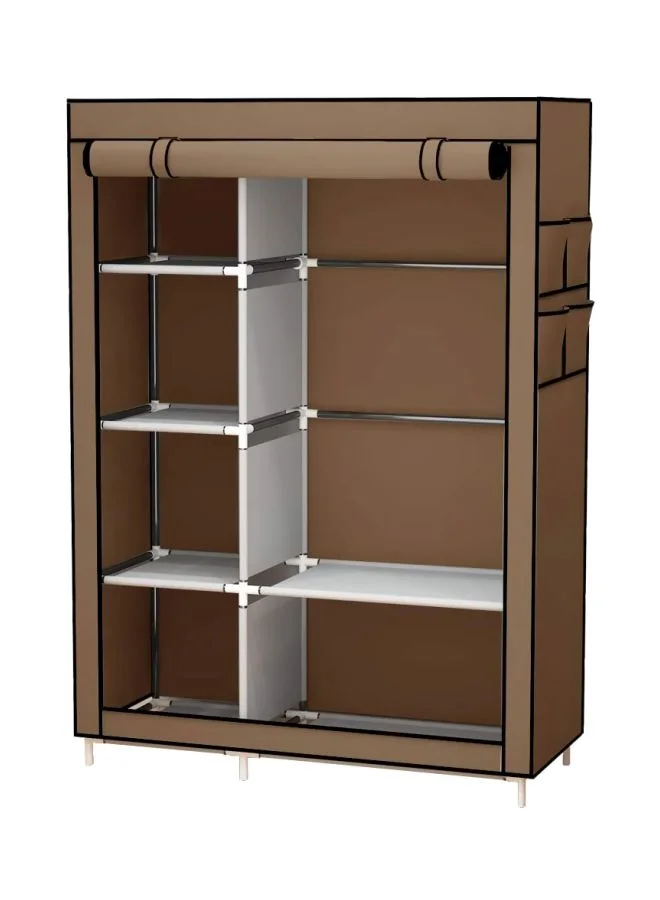 Roman Gifts Portable Canvas Fabric Wardrobe Organizer (Brown, 105x170x45cm) Premium Storage Closet for Bedroom xo0bi