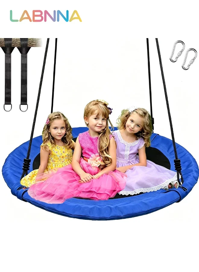 LABNNA Saucer Tree Swing for Kids and Adults, Sturdy Oxford Fabric Outdoor Playground Seat with Adjustable Ropes (Multicolor, 100cm) 70gbk