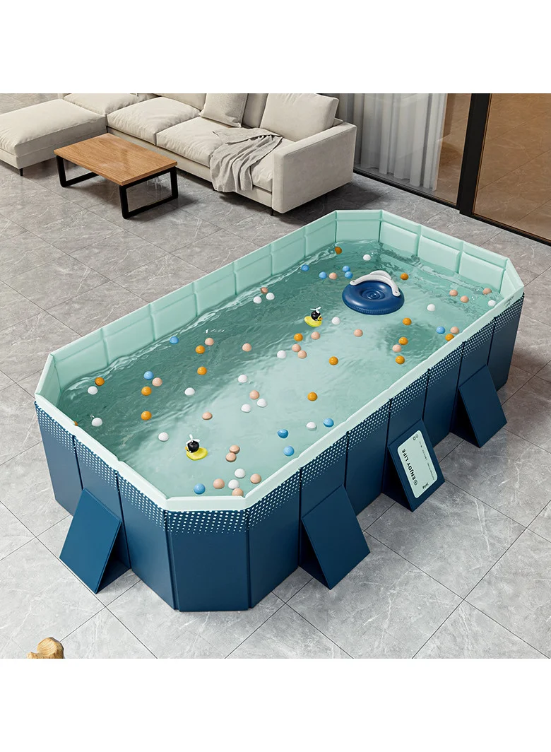 AUTOYSUR Foldable Swimming Pool Rectangular Above Ground Family Pool with Drain Plugs (300 cm) srrx0