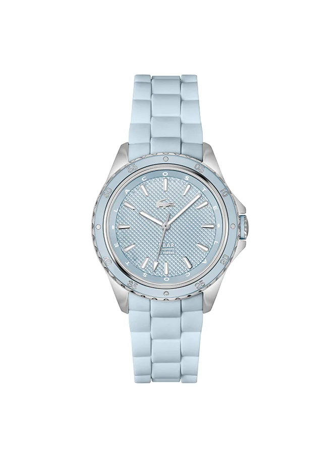 Premium Round Analog Quartz Watch for Women (Light Blue, Silicone Strap) csz34