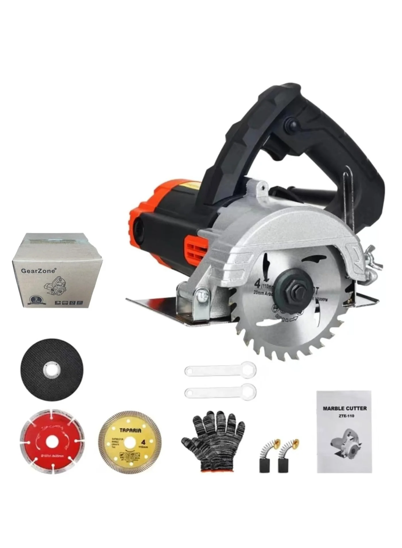 GearZone Marble Cutter Circular Saw with 4 Blades 12000RPM (Orange, 110mm) nnugn