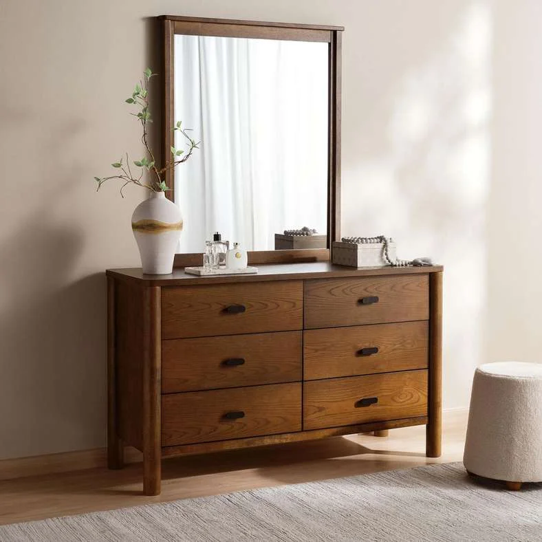 Pan Home Stafford Dresser with Mirror (Brown, 150 cm x 45 cm x 80 cm) ujza4