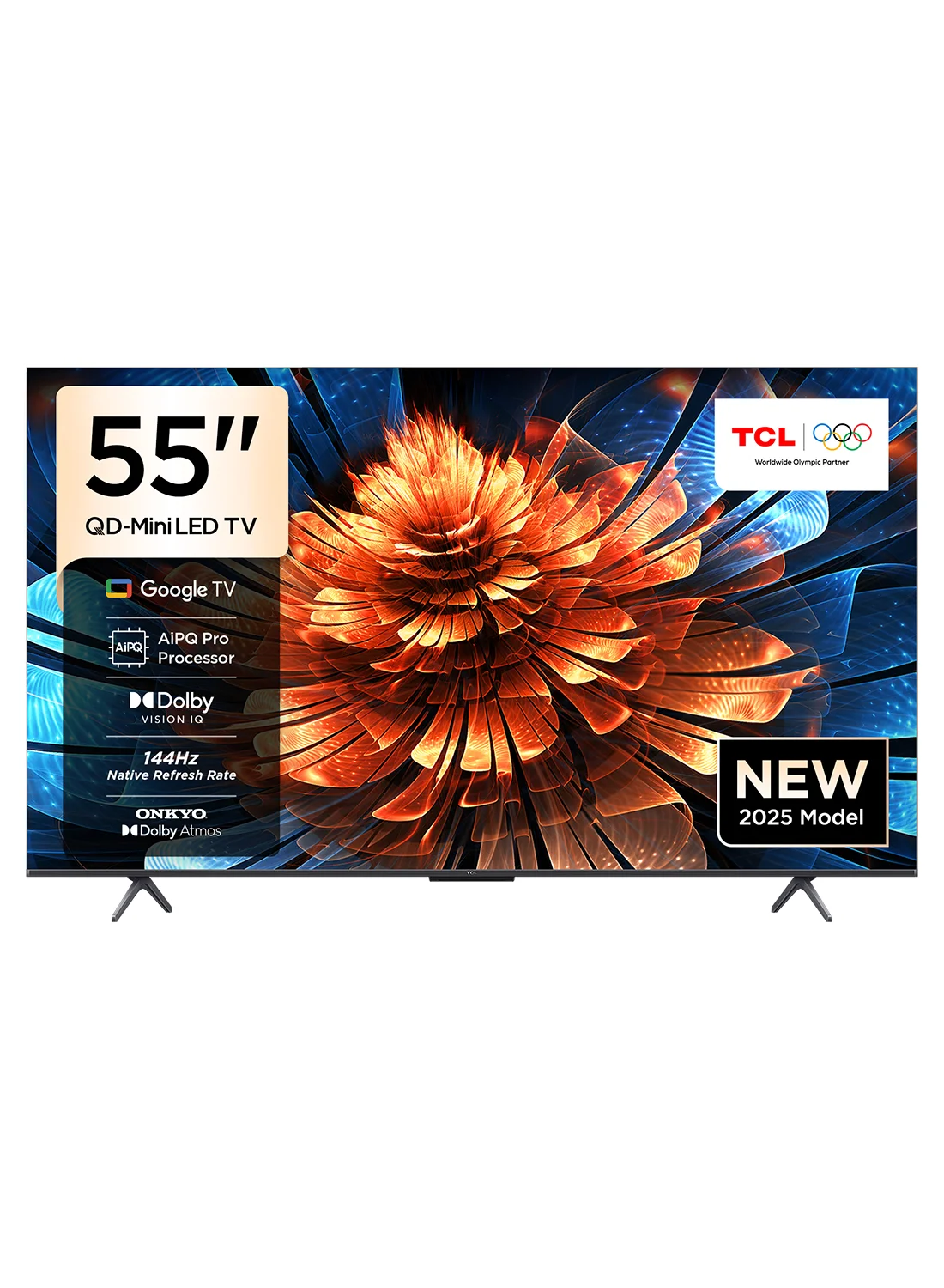 Premium 55 Inch 4K QD-Mini LED Smart TV, 144Hz Refresh Rate, HDR 10+, Dolby Atmos, Hi-Fi Audio, Gaming Display (Black, 55 Inch) 3m7dh