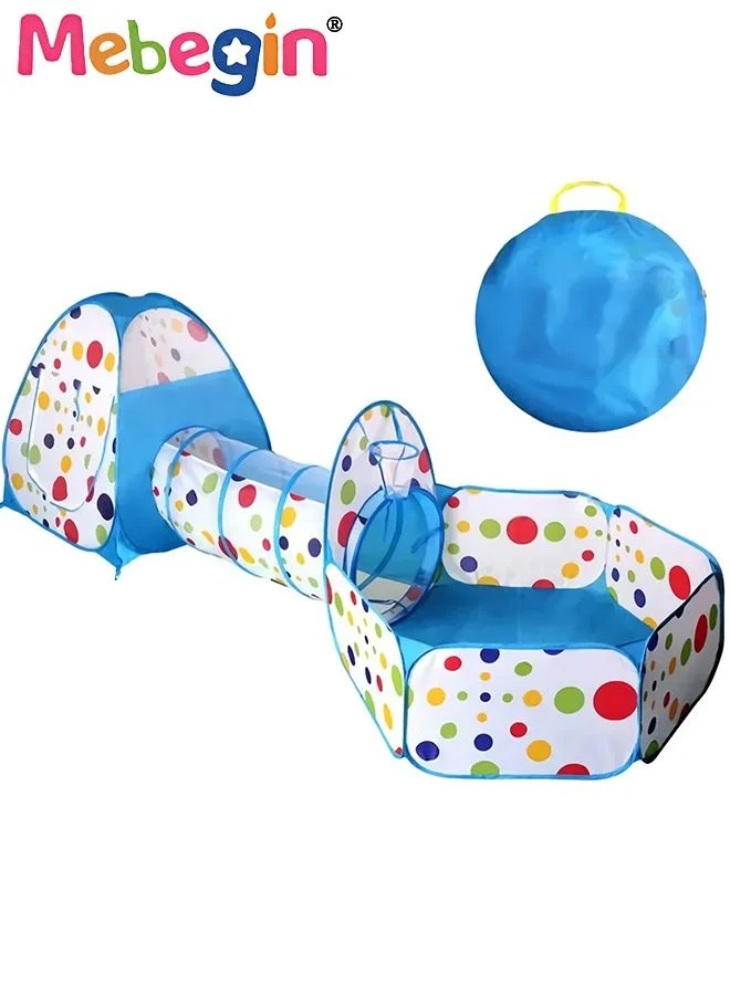 MEBEGIN 3-in-1 Kids Play Tent with Crawling Tunnel and Ball Pit, Foldable Indoor and Outdoor Playhouse for Toddlers (3-Piece Set) cm116