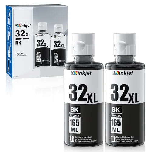 Osinkjet 32XL Premium Black Ink Refill Set for Tank Printers (2 Pack, 330 mL) d4654