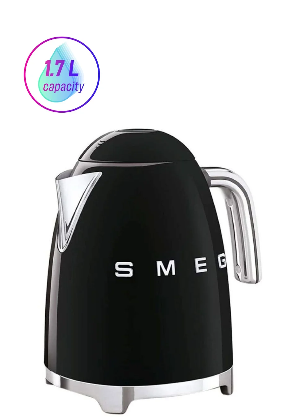Retro Aesthetic Electric Kettle Stainless Steel 2400W Fast Boiling (Black, 1.7 L) v1evn