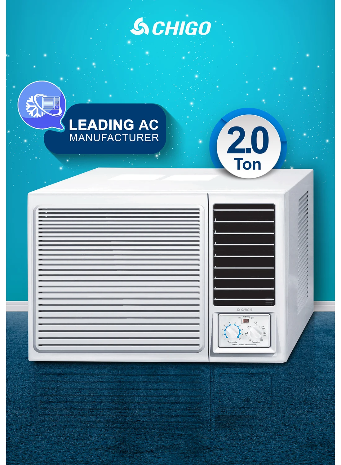 CHIGO Window Air Conditioner 2 Ton 24000 BTU High-Efficiency Rotary Compressor T3 Climate Rated for Extreme Heat (White) e1j6s