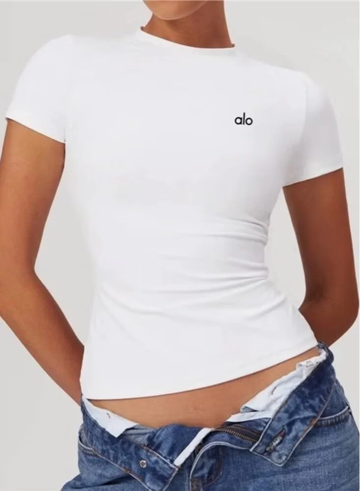 Premium Women's Quick-Dry Fitted Short Sleeve Sport Top, Breathable Yoga Fitness Athletic Wear (White, Size M) a80w7