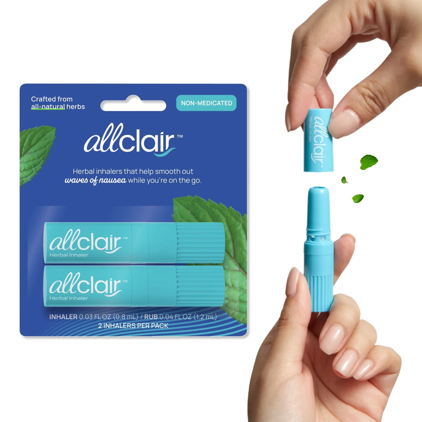 Allclair Nausea Relief Inhaler Natural Aromatherapy Stick for Motion and Morning Sickness (Pack of 2) dkgz2