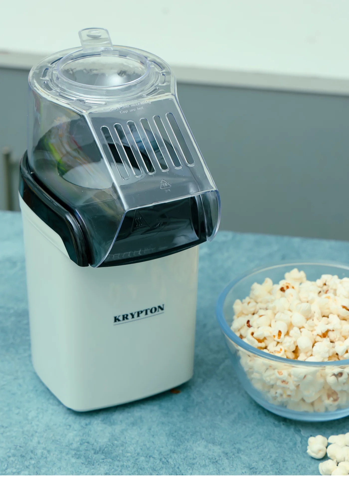 KRYPTON Hot Air Popcorn Maker Machine Premium Countertop Electric Popper (White, 1200 W) v4pgh
