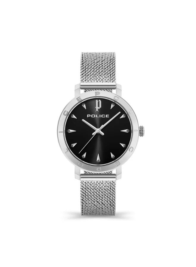 Ponta Analog Watch for Women Black Dial Silver Stainless Steel Bracelet (36mm) tcnfc