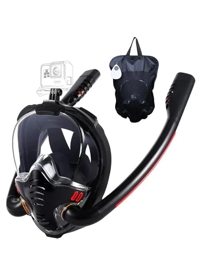 TRASSLE Full Face Snorkel Mask with Camera Mount and Anti-Fog Panoramic View (Adults, Universal Fit) idado