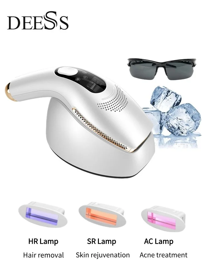 DEESS IPL Hair Removal Device Professional Cooling Epilator with 3 Lamps for Full Body (Silver) nodk4