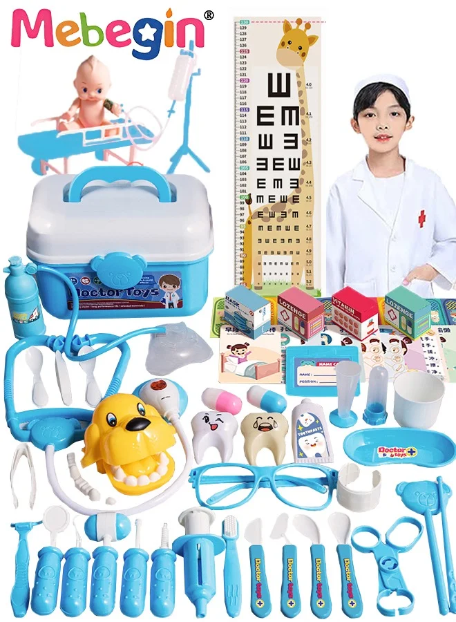 MEBEGIN Kids Doctor Kit Pretend Play Medical Role Play Set with Stethoscope and Coat (Pink, 65 Pieces) d93ww