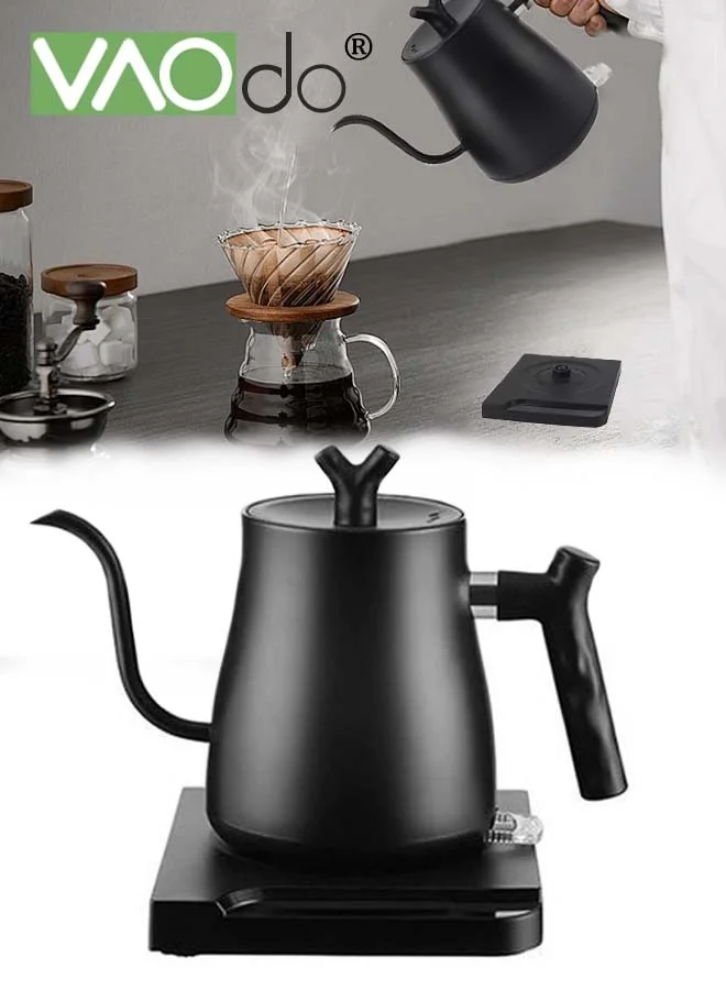 VAOdo Electric Gooseneck Kettle 1000W Stainless Steel Pour Over Coffee and Tea Maker (Black, 800 mL) osaxr