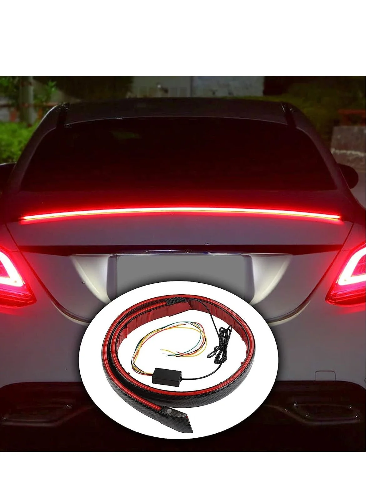 Universal LED Rear Trunk Spoiler Lip Wing with Integrated Brake Light (Black, 1.2 Meter) 6ovyx