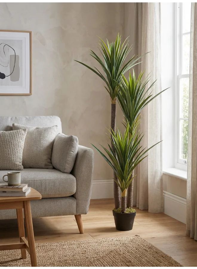 Noon East Artificial Yucca Tree with Pot Premium Lifelike Floor Plant for Home and Office Decor (Green, 150 cm) k5864