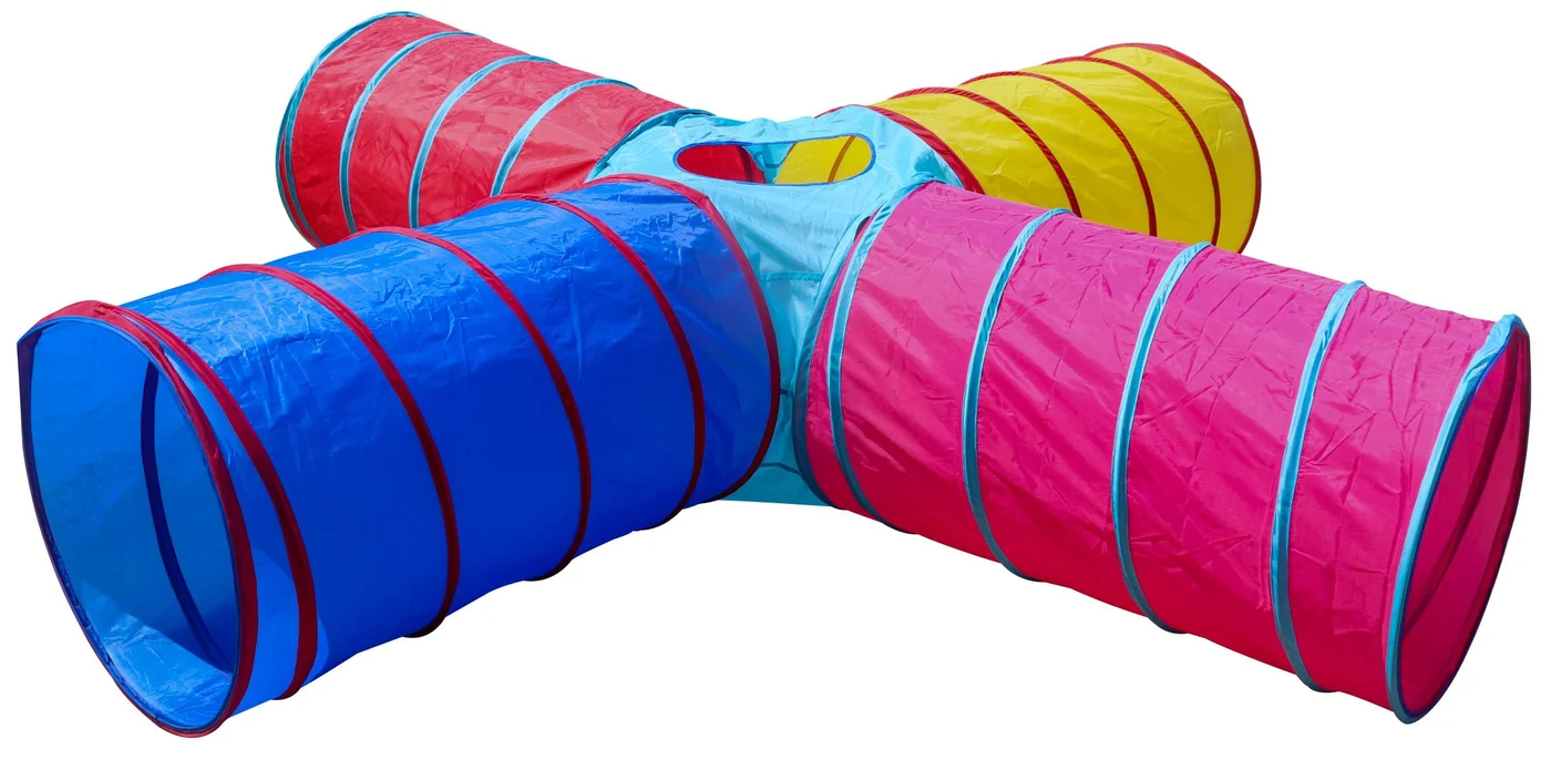 Premium 4-Way Play Tunnel Tent for Kids, Foldable Indoor and Outdoor Crawl Tunnel for Toddlers and Children (Multicolour, 180 cm) 6r254