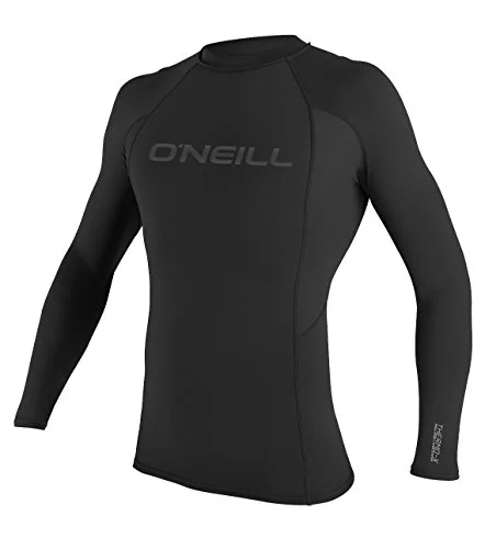 Premium Thermal Long Sleeve Rashguard Crewneck Top with UPF 50 Sun Protection for Men (Black, Large) 8kmi9