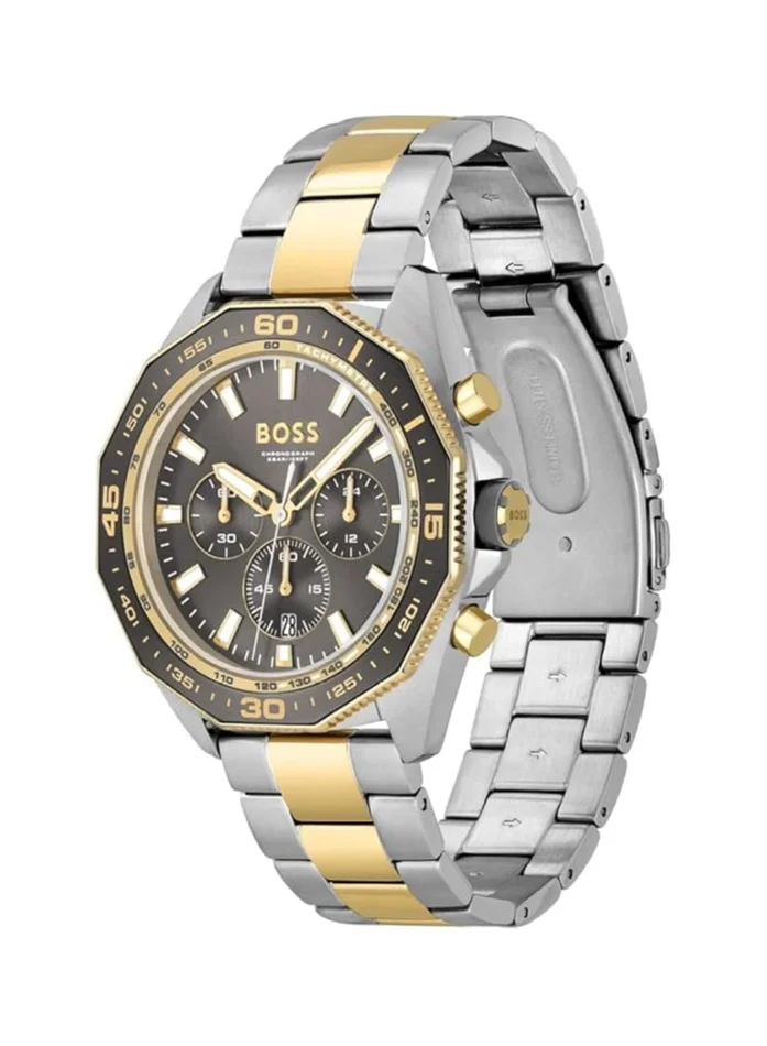 Premium Analog Quartz Men's Wristwatch with Stainless Steel Band (Silver, One Size) qqo0r