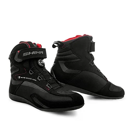 SHIMA Exo Women Motorcycle Riding Boots Ventilated Leather Ankle Protector Urban Motorbike Shoes (Black, 38 EU) r2i20