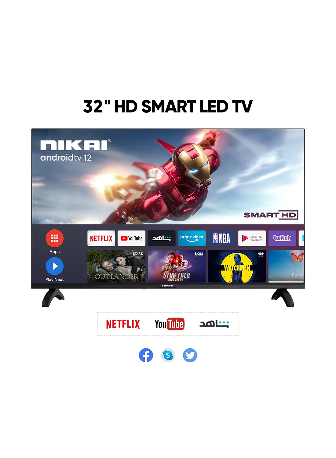 NIKAI 32 Inch Smart LED TV HD Android Display with Wi-Fi and Quad-Core Processor (Black, 81 cm) o63dl