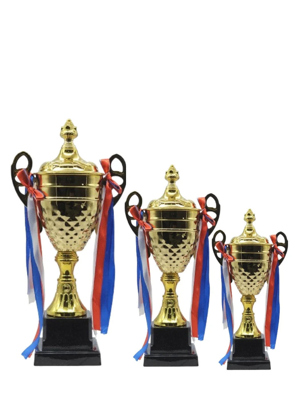 Spall Gold Iron Metal Trophy Cups Set (35cm, 31cm, 28cm) Premium Awards for Sports Events and Championships q9xr9