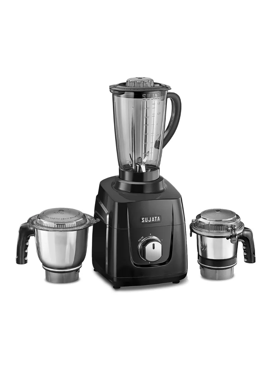SUJATA Mixer Grinder 1000W High-Speed Kitchen Food Processor with 3 Stainless Steel Jars (Black, 3.25L Total Capacity) 1jvuw