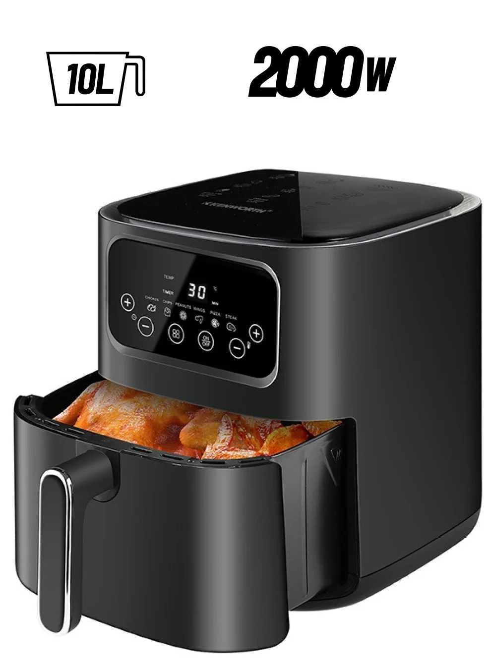 KENWORTH Air Fryer 10L Large Capacity Digital Oven with 6 Presets and 360¡ã Turbo Airflow (Black, 10 L) 3y3zb