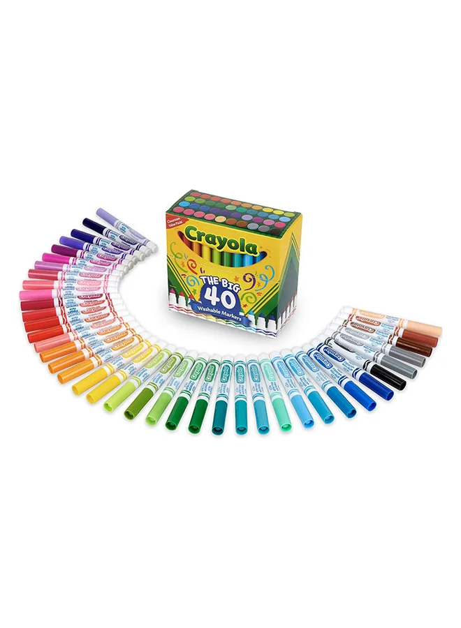 Crayola Ultra-Clean Washable Broad Line Markers Set (Assorted Colors, 40 Pieces) uut6q